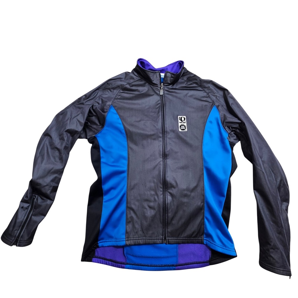Pearl Izumi Vintage Cycling Jacket Medium Grey Blue Windstopper Fleece Lined *